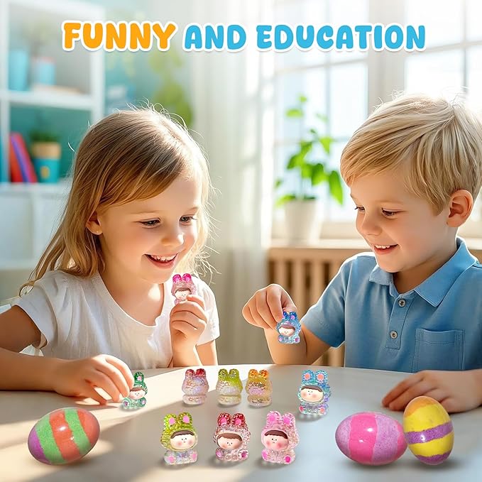 Qivatex Bath Bombs with Toys Inside, Easter Basket Stuffers, Natural & Organic Kids Bath Bombs, Bubble Bath Birthday Easter Gifts Set for Kid Boys and Girls Ages 3+