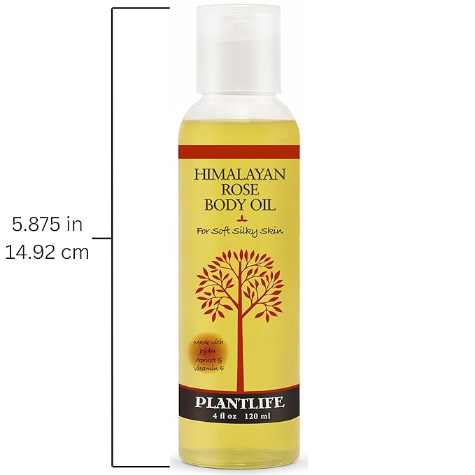 Plantlife Himalayan Rose Body Oil - Moisturizing Natural Body Oil for All Skin Types - Nourishing Dry Skin and Making It Feel Soft and Silky for Women & Men - Bath, Body & Massage Oil - 4oz