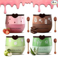 4PCS Bee Lip Balm Honey Pot, Fruit Moisturizing Propolis Lip Mask, Lip Mask Overnight Propolis Moisturizing Lip Balm Hydrating Prevention Dry and Crack Lip Scrubs Exfoliator Lip Care Products
