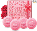 GETT Rose Bath Bombs 4 Pack Individually Wrapped – Bath Bombs for Women, Bubble Bath, Aromatherapy Essential Oils, Moisturizing Spa Gift Set, Mother’s Day Gift for Mom, Relaxing Bath Bomb Gift Set