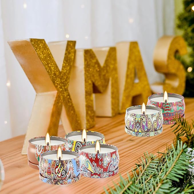 Scented Candles Gifts Set 24 Pack Soy Wax Travel Tin Advent Candles for Home 2.5 OZ jar Candles for Mom for Christmas, Birthday, Thanksgiving, Mother's Day.