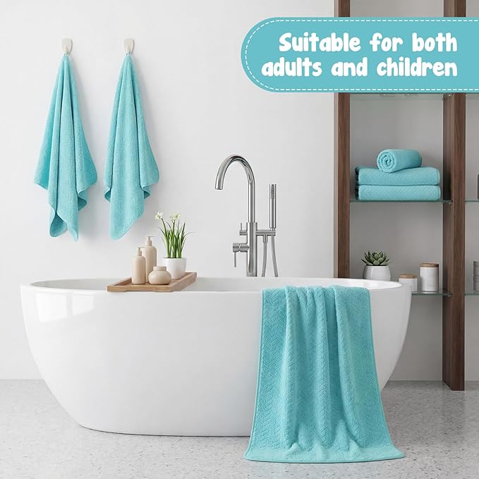 SmoothNovelty 16 Pack Microfiber Bath Towels Bulk 27'' x 60'' Oversized Size Bath Towel Highly Absorbent Extra Large Soft Drying for Beach Shower Summer Salon Sport Gym Party (Wheat,Light Blue)