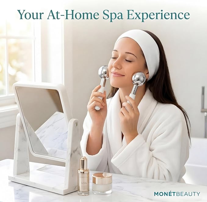 MonétBeauty Stainless Steel Ice Globes for Facials (Silver), Durable Cryo Globes Instantly Reduce Puffiness, Tighten Pores and Sinus Relief, Face Globes for Facial Massages and Daily Beauty Routines