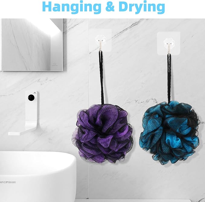 Chuya 4 Pack Shower Loofahs Sponges 70g Large,Bath Sponge Loofah Body Scrubber Balls for Family Washing