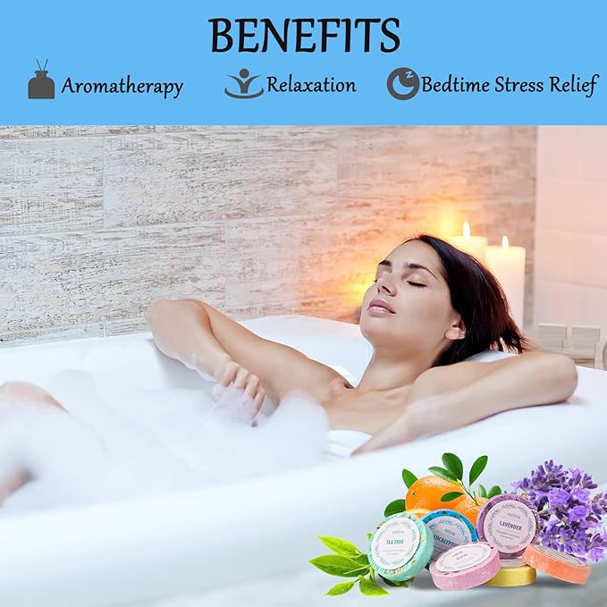 Shower Steamers- Box of 6 Premium Shower Bombs with Essential Oils. Self Care Gifts for Women and Teens Holiday Stocking Stuffers for Women.
