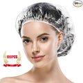 MORGLES 100 Pcs Disposable Shower Caps, Clear Large Shower Caps for Women Disposable, Plastic Hair Caps for Hair Treatment, Spa, Home & Travel Use,19.7"