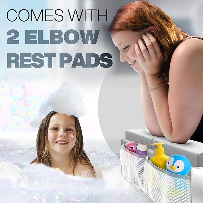 Benicci Comfortable Bath Kneeler and Elbow Kneeling Rest Pad for Baby Bathing Parents - Painless Foam Mat with Toy Organizer Pockets - Quick Drying, Foldable, Non-Slip for Baby and Toddler Bathing