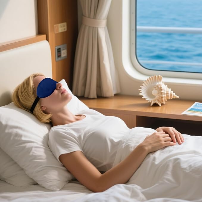 2 PCS Black Blue Satin Sleep Masks, Adjustable Silk Eye Mask for Sleeping, Eye Sleep Shade Cover, Blind Folds Soft Breathable Blindfold for Play Party Games Airplane Travel Essentials Cover Gifts