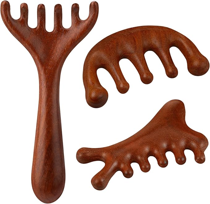 ProSuites 3 Pack Scalp Massager Hair Growth,Wooden Gua Sha Head Massage Tool for Hair Growth, Soothing and Relaxing