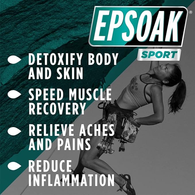 Epsoak Sport Epsom Salt 5 lb. Magnesium Sulfate USP. Resealable Epsom Salt Bag Eucalyptus, Made in The USA, Cruelty-Free Certified