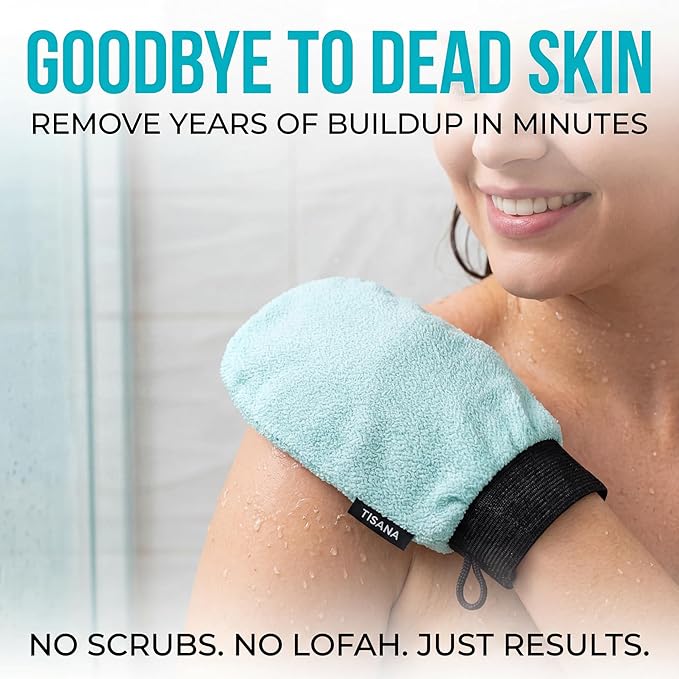 Exfoliating Glove for Shower – Dual-Sided Scrubber Mitt – Deep Exfoliation Washcloth Mittens – Dead Skin & Tan Remover for Body – Body & Face Exfoliator Loofah Wash Cloths for Showering (5-Pack)