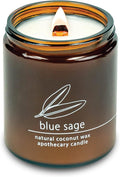 Hemlock Park Blue Sage Apothecary Hand-Poured Scented Candle | Crackling Wood Wick, Botanical Fragrance & Coconut Wax | Up to 60 Hour Burn Time | 8 oz