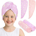 Unicorn Castle Microfiber Hair Towel for Kids 2Pack Hair Wrap Towels Absorbent Hair Drying Towel Wrap Hair Turbans for Curly Thick Hair, Purple Pink Daisy