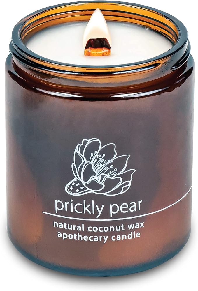 Hemlock Park Desert Prickly Pear Apothecary Hand-Poured Scented Candle | Crackling Wood Wick, Botanical Fragrance & Coconut Wax | Up to 60 Hour Burn Time | 8 oz