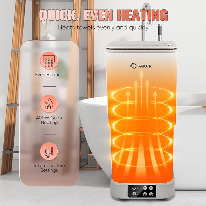 Saker Smart Foldable Towel Warmer – 30L Large Capacity, Adjustable Timer, 4 Temperature Settings,Energy-Saving Fast Heating, for Cozy Homes & Spas