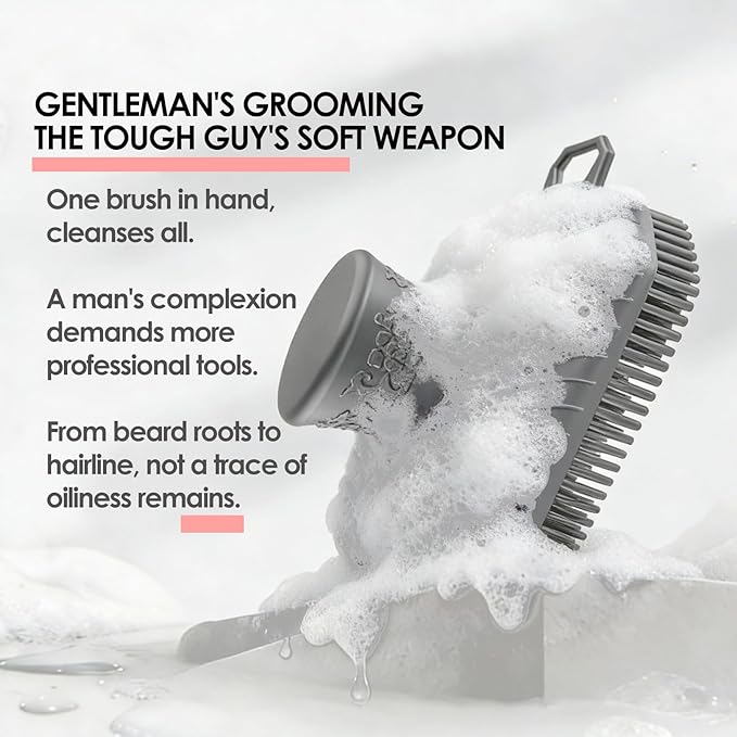 RamPula Face Scrubber, Silicone Exfoliating Brush for Men Women, Facial Cleansing Brush, Manual Waterproof Cleansing Skin Care, Blackhead Removing Pore Cleansing Massaging Face Brushes - Grey