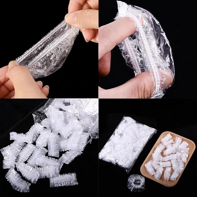 400 Pack Disposable Ear Covers for Shower Waterproof, Ear Shower Caps Hair Dye Ear Protectors for Adults - Clear Elastic Ear Caps for Bathing, Salon, Spa, Travel, Plastic Ear Covers for Showering