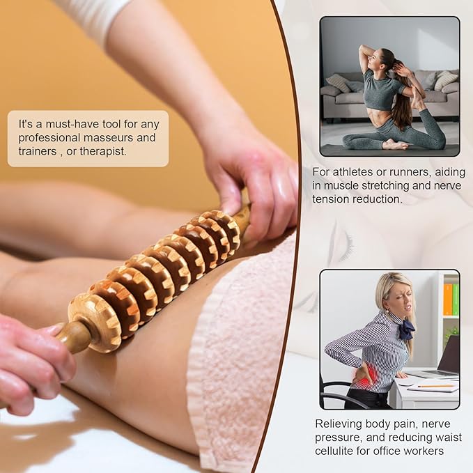 KintKita Wood Therapy Massage Tools 3 in 1,Wooden Lymphatic Drainage Massager Maderoterapia Kit Professional Body Cellulite Massager for Body Sculpting,Contouring,Relief Muscle,Anti-Cellulite