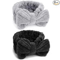 Huachi Spa Headbands for Women Makeup Washing Face Skincare Face Wash Head Band Cute Bow Hair Band for Girls Soft Coral Facial Shower Head Wraps