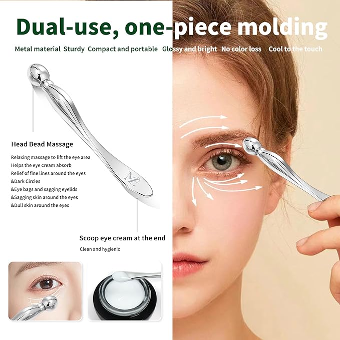 LeMeeOly 2Pcs Gua Sha Facial Tools Stainless Steel, Detailer GuaSha Set for Face and Neck, Natural Skin Care Metal Gua Sha Lymphatic Drainage Face Massage Tool, Gift for Women