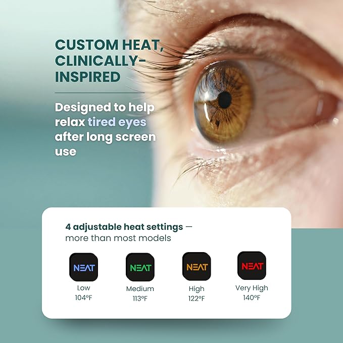 Heated Eye Mask – Cordless Rechargeable Warm Eye Mask with 4 Heat Levels – Completely Blackout Comfort for Sleep & Travel - Mothers Day Gifts Self Care for Mom & Grandma(Ocean Stone)