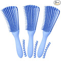 Detangling Brush for Afro American/African 3a to 4c Kinky Wavy/Curly/Coily Hair, Scalp Massage Knots Detangler Comb for Wet/Dry/Oil/Thick/Long Hair (3 pcs, 3-Blue)