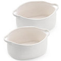 Happyiren Cute Woven Storage Basket with Handle, Baskets for Gifts Empty, Gift Baskets for Mothers Day Birthday Baby Shower Raffle Burr Fundraiser Teacher, Decorative Organizer Box for Home Refresh