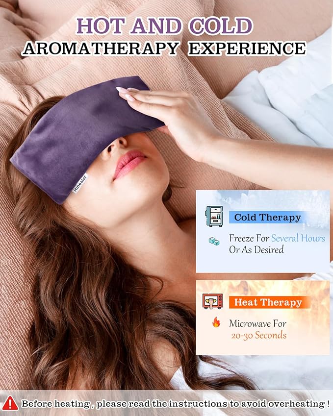 Mothers Day Gifts for Mom, Weighted Eye Mask for Sleep, Yoga, Meditation, Lavender Eye Pillow Heated for Headache, Sinus, Dry Eyes Relief, Moist Heat Mask Purple Relaxation Gifts for Women (Purplex4)