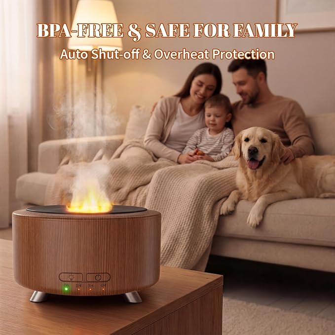 Essential Oil Diffuser for Home, 500 Aromatherapy Diffuser Oil Machine for Office Room Yoga, Aroma Diffuser with Auto-Off Function, 9 Colors LED Night Light, Dark Wood