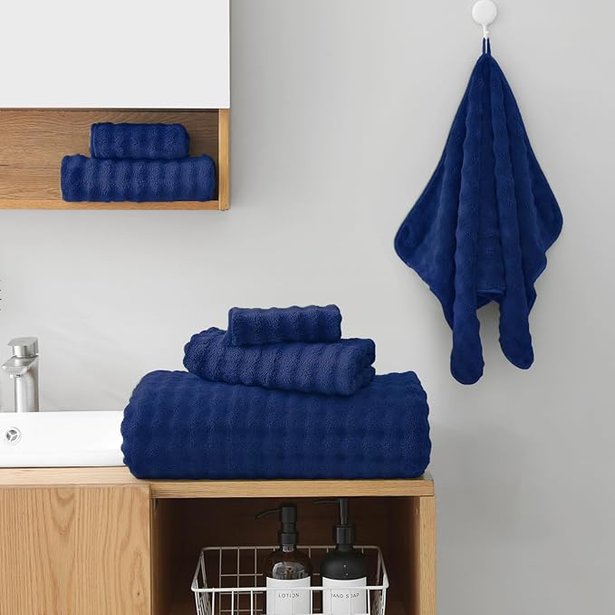 KBY Bath Towels Set of 2, Extra Large Bath Sheets 40X80 Inches,Quick Dry, Ultra Soft，Durable & Super Absorbent Oversized Bathroom Towel Sets for Adults, Gym, Spa, Pool & Hotel (Navy Blue)