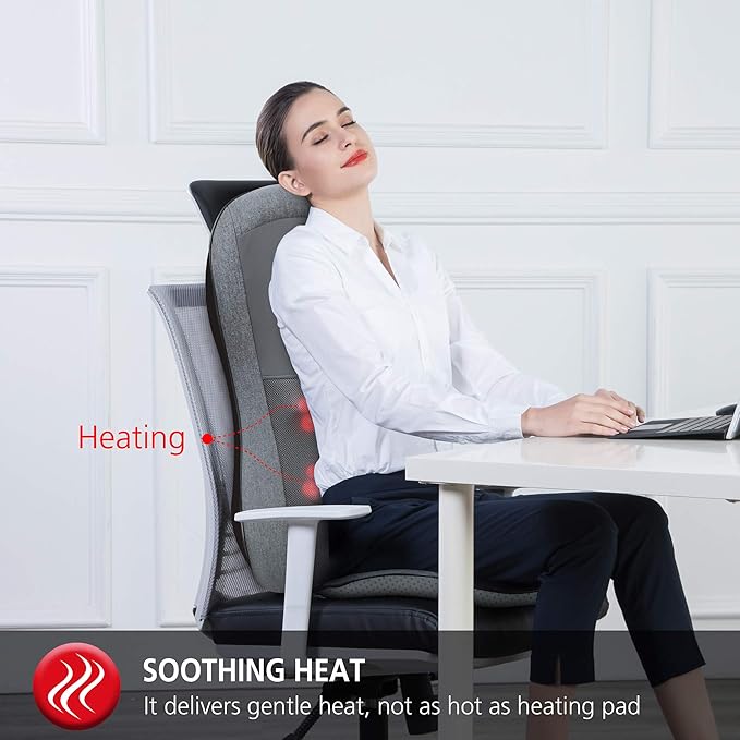COMFIER Shiatsu Full Back Massager,Massage Chair Pad with Heat,2D/3D Massage Seat Cushion,Chair Massager with 10 Shiatsu Nodes, Rolling Kneading Chair Pads for Lower Back,Mothers Day Gift for Women