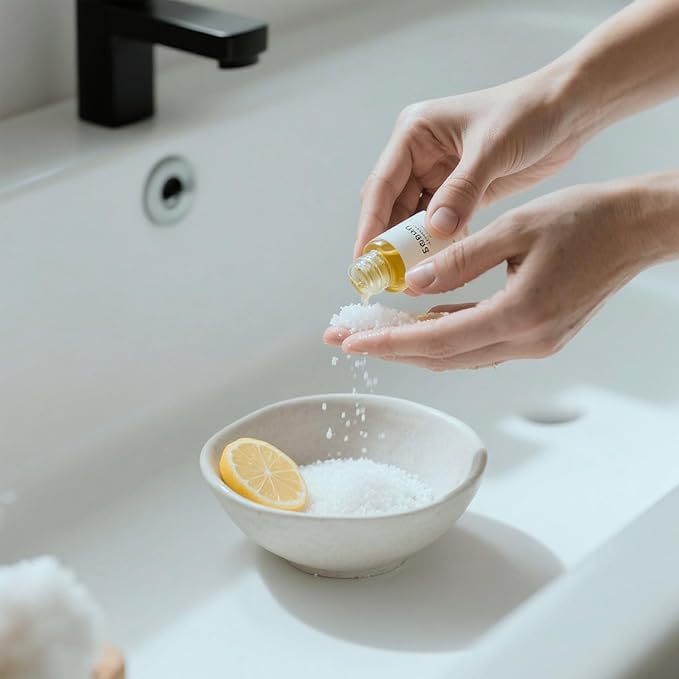 Minimalist Epsom Salt with Lemon Oil, Perfect for Scented Baths and Foot Soaks, Packaged for Convenience in a Refillable Bag (24 Ounce)