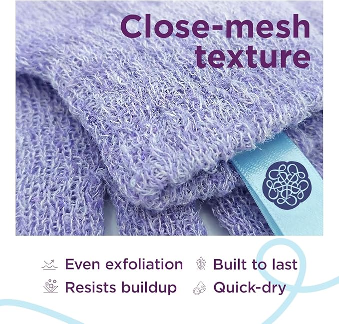 Love Being Scrubbed Body Exfoliating Gloves (2 Pair, 4 Count, Assorted Colors), Stretchy Exfoliating Body Scrubber for Bath & Shower, Body Exfoliator for Women & Men for Softer, Smoother Skin