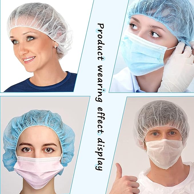 Disposable Bouffant Caps, 21inches Hair Net, Elastic Dust Cap for Food Service, Sleeping Head Cover
