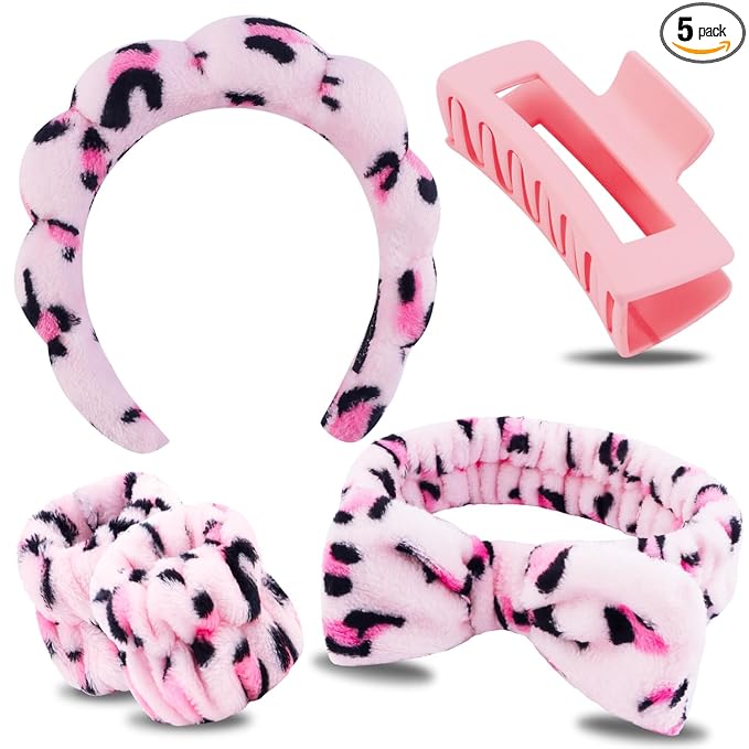 Chanaco Spa Headband, Skin Care Accessories, Makeup and Face Washing Hair Bands with Wrist Towels, Teen Girl Gifts and Trendy Stuff