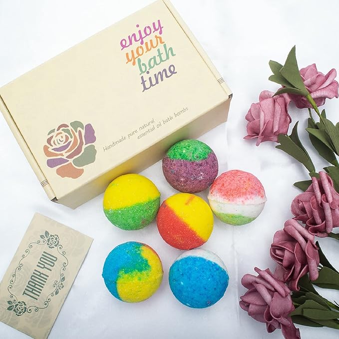 INTEYE Organic Bath Bombs Gift Set, 24 Handmade Fizzies Rich in Essential Oil, Moisturize Dry Skin, Gifts idea for Kids, Her/Him, Wife/Girlfriend, Birthday, Christmas, Mothers Day