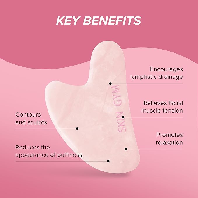 SKIN GYM Rose Quartz Sculpty Heart Gua Sha Tool, Heart-Shaped Facial Massage Tool for Sculpting and Relaxation