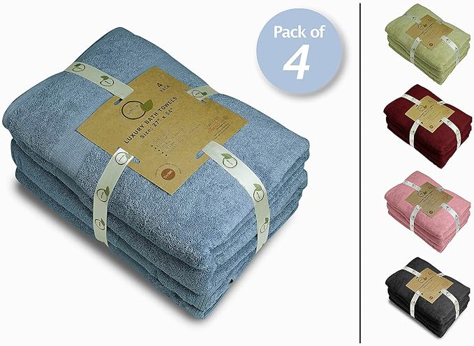 Softolle Luxury Bath Towels Set of 4 (27” x 54”) | Towels for Bathroom | Super Soft | Highly Absorbent Towels for Home, Spa, Gym (Slate Blue)