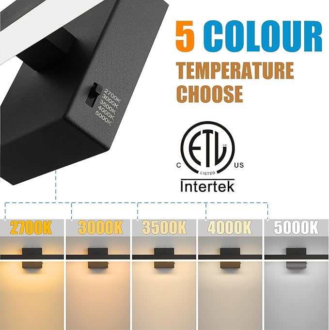 Black Bathroom Vanity Light 31.5 inch, 26W Dimmable 5CCT LED Modern Bathroom Light Fixture Over Mirror - ETL Certificated