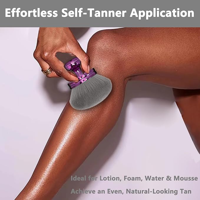 Body Makeup Brush Extra Large Oval Self Tanning Brush Multipurpose 74mm Wide-Headed Self Tanner Kabuki Sunscreen Brush for Legs Body Sunless Tan Streak Free Applicator(Purple)