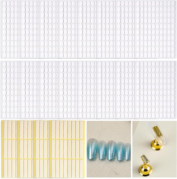 1696 Double Sided Tape for Press On Nails Stand holder Sticky Tabs Nail Art Accessories Nail Display Tape Clear False Tip Adhesive Tape for Practice Design DIY Home Salon