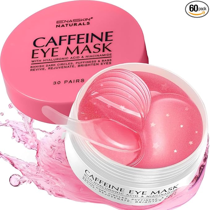 Under Eye Patches for Puffiness and Dark Circles: Caffeine Gel Masks for Undereye Wrinkles Bags - Instant Moisturizing Brightening Skincare Pads - Gift for Women Mom Wife - 30 Pairs (Rose)