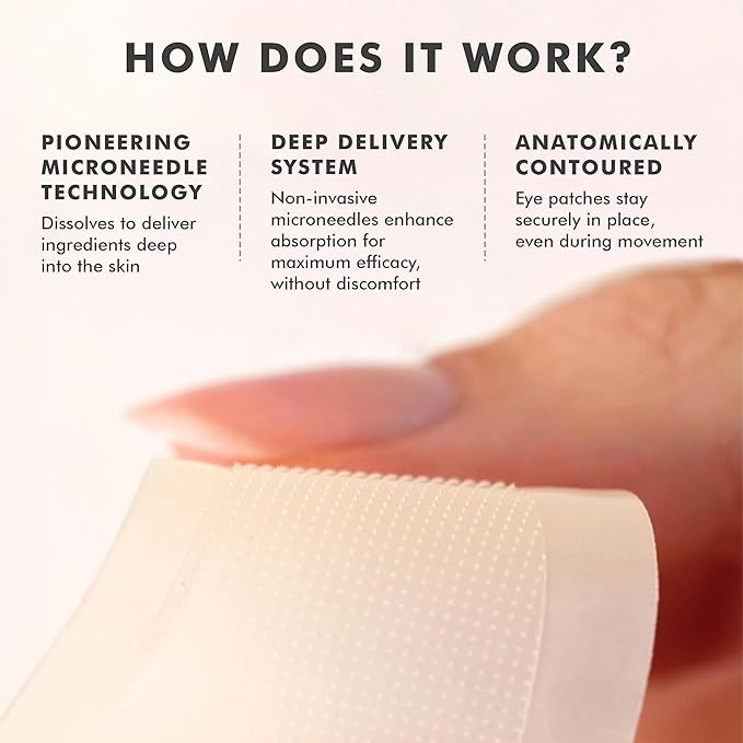 skyn ICELAND Dissolving Microneedle Under Eye Patches with 39% Hyaluronic Acid and Peptides, No Slip Overnight Eye Mask for Fine Lines, Wrinkles and Firming, Vegan, All Skin Types, 5 Pairs
