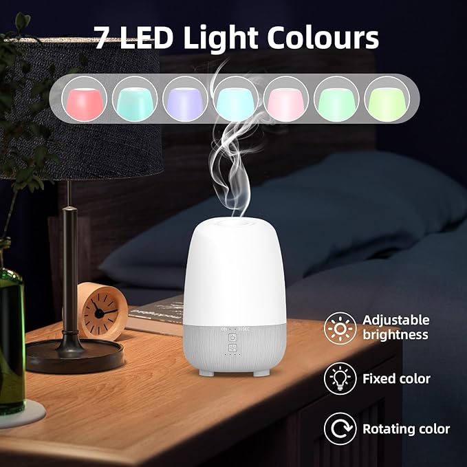 SEEDSEEL 150ML Rechargeable Battery Operated Essential Oil Diffuser, Portable Cordless Aromatherapy Diffuser,7-Hour Runtime with 7 LED Color Changing Lights for Home, Office, Bathroom, Travel