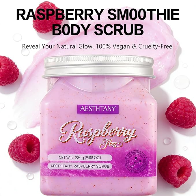 Turmeric Body Scrub &Avocado Face & Body ScrubMoisturizing and Exfoliating Body, Face, Hand, Foot Scrub,Deep Cleansing 350ml (280g, raspberry)