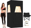 Springspa Portable Steam Sauna Box with 3L & 1500W±10%, Personal Sauna Tent with 9 Adjustable Heat Levels, Steam Sauna Full Body for Home, Foldable Chair, Extra Large Size 3' x 3' x 5.9'