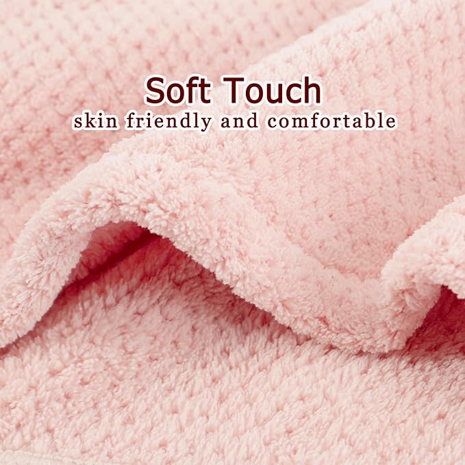 Microfiber Hair Towel Wrap for Women, Quick-Dry Turban, Ultra Absorbent & Anti-Frizz, Ideal for Long, Thick & Curly Hair, Soft Lightweight Drying Towel (24x42, Pink)
