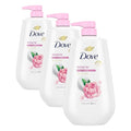 Dove Body Wash with Pump Renew Peony & Rose Oil For 24hr Lotion-Soft Skin Moisturizing Skin Cleanser with No Sulfates No Parabens 30.6 Oz (Pack of 3)