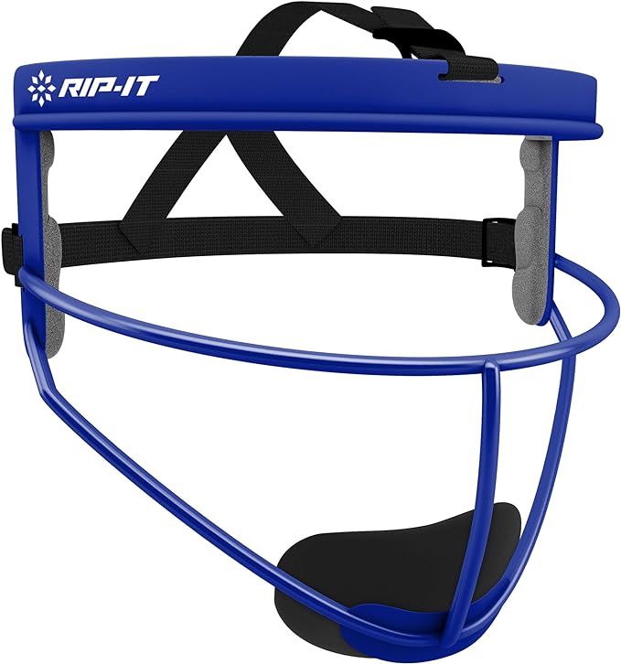 RIP-IT Original Defense Softball Face Mask, Lightweight, Protective Fielder's Softball Face Shield with Ponytail Strap & Soft Foam Padding