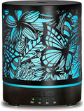 Essential Oil Diffusers 300ML Metal Aromatherapy Oil Diffusers for Large Room,Butterflies & Flower Ultrasonic Cool Mist Diffuser with Waterless Auto Shut-Off Protection, for Home Office SPA Yoga